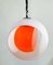 Mid-Century Murano Glass White and Orange Suspension Model Eclisse, 1960s 6