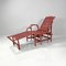 Italian Modern Dark Red Rattan Armchair 981 with Footrest attributed to Bonacina, 1980s 2