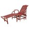 Italian Modern Dark Red Rattan Armchair 981 with Footrest attributed to Bonacina, 1980s 1