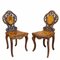 Walnut Edelweis Marquetry Chairs from Swiss Brienz, 1890s, Set of 2 2