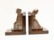 Treenware Bookends in Carved Wood and Bronze, Set of 2 1