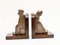 Treenware Buchstützen aus geschnitztem Holz und Bronze, 2 . Set 1