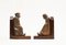 Treenware Buchstützen aus geschnitztem Holz und Bronze, 2 . Set 7