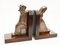 Treenware Bookends in Carved Wood and Bronze, Set of 2 2