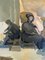 Trío sentado, pintura al óleo, años 50, enmarcado, Imagen 8