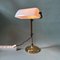 Vintage Banker Lamp with White Glass Lampshade 1
