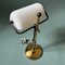 Vintage Banker Lamp with White Glass Lampshade, Image 8