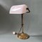 Vintage Banker Lamp with White Glass Lampshade 6