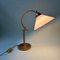 Lampe de Bureau Vintage en Laiton & Abat-Jour en Verre Blanc 3