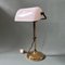 Vintage Banker Lamp in White Glass Lampshade, Image 1