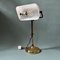 Vintage Banker Lamp in White Glass Lampshade 5