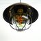 Small Patinated Steel Pendant Light with Lampshade, 1950s 7