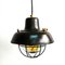 Small Patinated Steel Pendant Light with Lampshade, 1950s 1