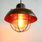 Small Patinated Steel Pendant Light with Lampshade, 1950s, Image 5