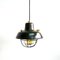 Small Patinated Steel Pendant Light with Lampshade, 1950s 9