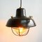 Small Patinated Steel Pendant Light with Lampshade, 1950s 2