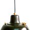 Small Patinated Steel Pendant Light with Lampshade, 1950s 6