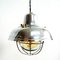 Small Pendant Light in Polished Steel with Lampshade, 1950s 1