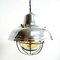 Small Pendant Light in Polished Steel with Lampshade, 1950s, Image 1