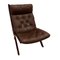 Brown Leather High Back Uno Folding Lounge Chair by Ekornes, 1970s 1