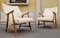Scandinavian Armchairs in Beige Fabric and Wood, 1950s, Set of 2 1
