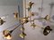 Lampe à Suspension à 12 Lampes en Laiton et Aluminium Vert, 1950s 3