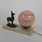 Art Deco Desk Lamp with Deer and Glass Ball, 1930s 15