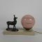 Lámpara de escritorio Art Déco con ciervo y bola de vidrio, años 30, Imagen 4