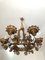 Florentine Chandelier with Leaves and Flowers in Golden Iron, 1880s 3