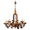 Florentine Chandelier with Leaves and Flowers in Golden Iron, 1880s 1
