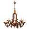 Florentine Chandelier with Leaves and Flowers in Golden Iron, 1880s, Image 1