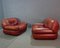 Large Italian Leather Lounge Chairs by Sapporo for Mobil Girgi, 1970s, Set of 2 1