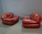Large Italian Leather Lounge Chairs by Sapporo for Mobil Girgi, 1970s, Set of 2, Image 1