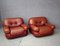 Large Italian Leather Lounge Chairs by Sapporo for Mobil Girgi, 1970s, Set of 2 3