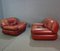 Large Italian Leather Lounge Chairs by Sapporo for Mobil Girgi, 1970s, Set of 2 7