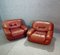 Large Italian Leather Lounge Chairs by Sapporo for Mobil Girgi, 1970s, Set of 2 5