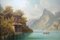 Después de Hubert Sattler, paisaje del lago, década de 1800, óleo a bordo, enmarcado, Imagen 7