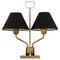 Table Lamp in Brass and Black Fabric Lamp Shades attributed to Sonja Katzin for Asea, 1950s 1