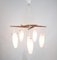 Lámpara de techo de teca y vidrio opalino, años 60, Imagen 7