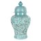 Asian Turquoise Porcelain Lidded Vase, Image 1