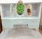 Vintage Country French Dressing Table in Mint + Gold + Triple Mirror in the style of Queen Anne, 1980s 2