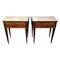 Italian Art Deco Marquetry Wood and Marble Top Nightstands, 1950s, Set of 2 1