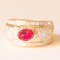 Anillo vintage de oro amarillo de 18 k con rubí y diamantes de talla brillante, Imagen 3