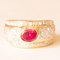 Vintage 18k Yellow Gold Band Ring with Ruby and Brilliant Cut Diamonds 1