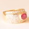 Vintage 18k Yellow Gold Band Ring with Ruby and Brilliant Cut Diamonds 8