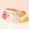 Vintage 18k Yellow Gold Band Ring with Ruby and Brilliant Cut Diamonds 5