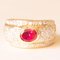 Anillo vintage de oro amarillo de 18 k con rubí y diamantes de talla brillante, Imagen 2