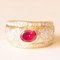 Vintage 18k Yellow Gold Band Ring with Ruby and Brilliant Cut Diamonds 11