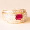 Vintage 18k Yellow Gold Band Ring with Ruby and Brilliant Cut Diamonds 9