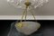 French Art Deco White Frosted Glass and Bronze Pendant Light with Floral Motifs, 1930s 2